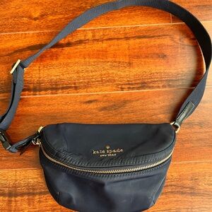 Kate Spade Watson Lane Betty blue nylon belt bag with gold hardware